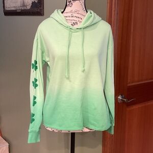 Mint Green Ombre Hoodie with Shamrock Details, Sz S